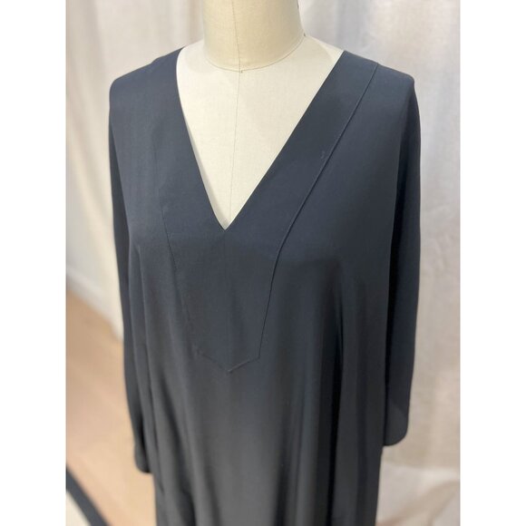 OCEAN + MAIN Black Silk V-Neck Placket Long Caftan Sz 2X - Picture 6 of 12